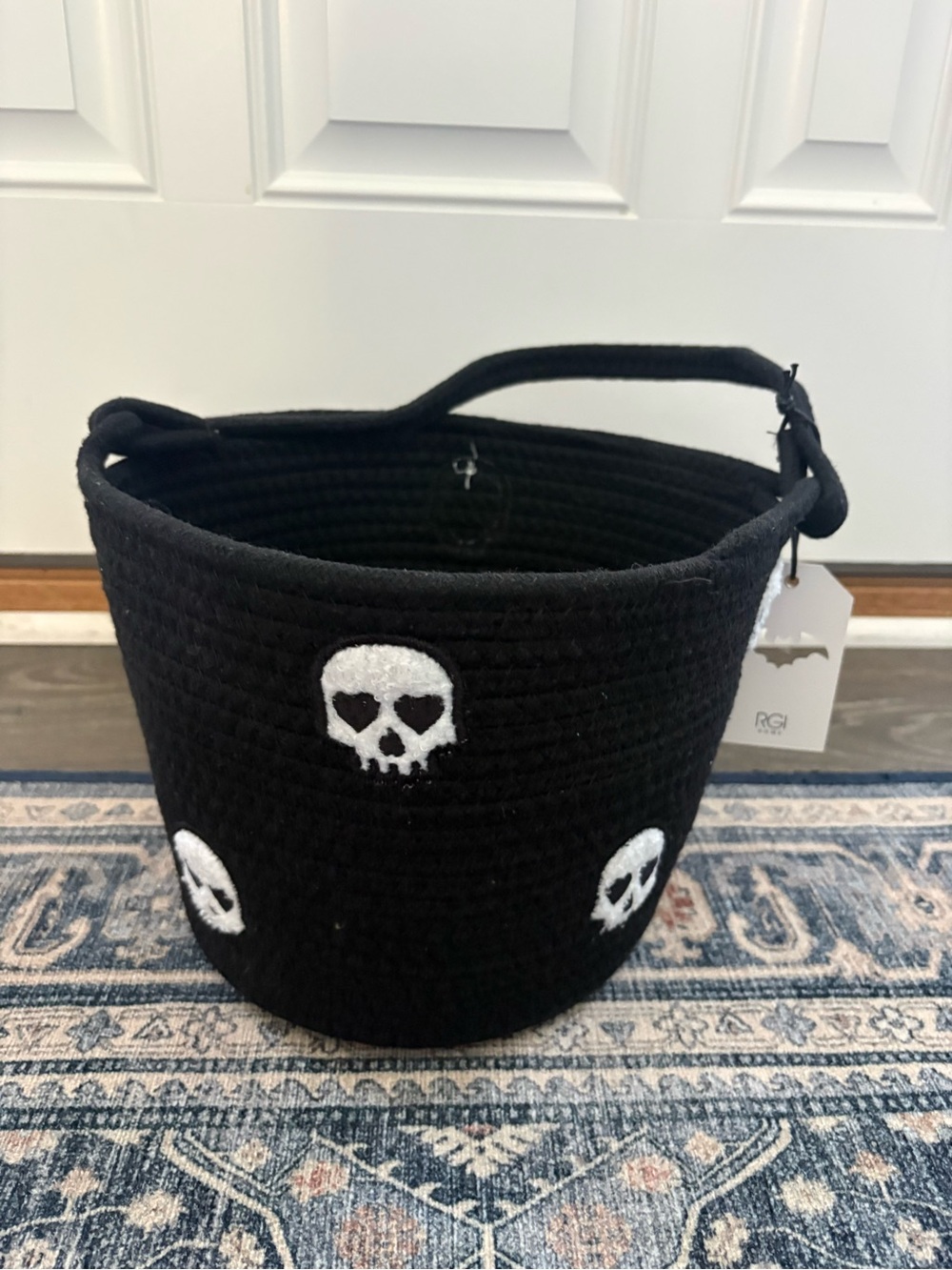 RGI Home Halloween Skull Trick or Treat Basket with handle - NEW